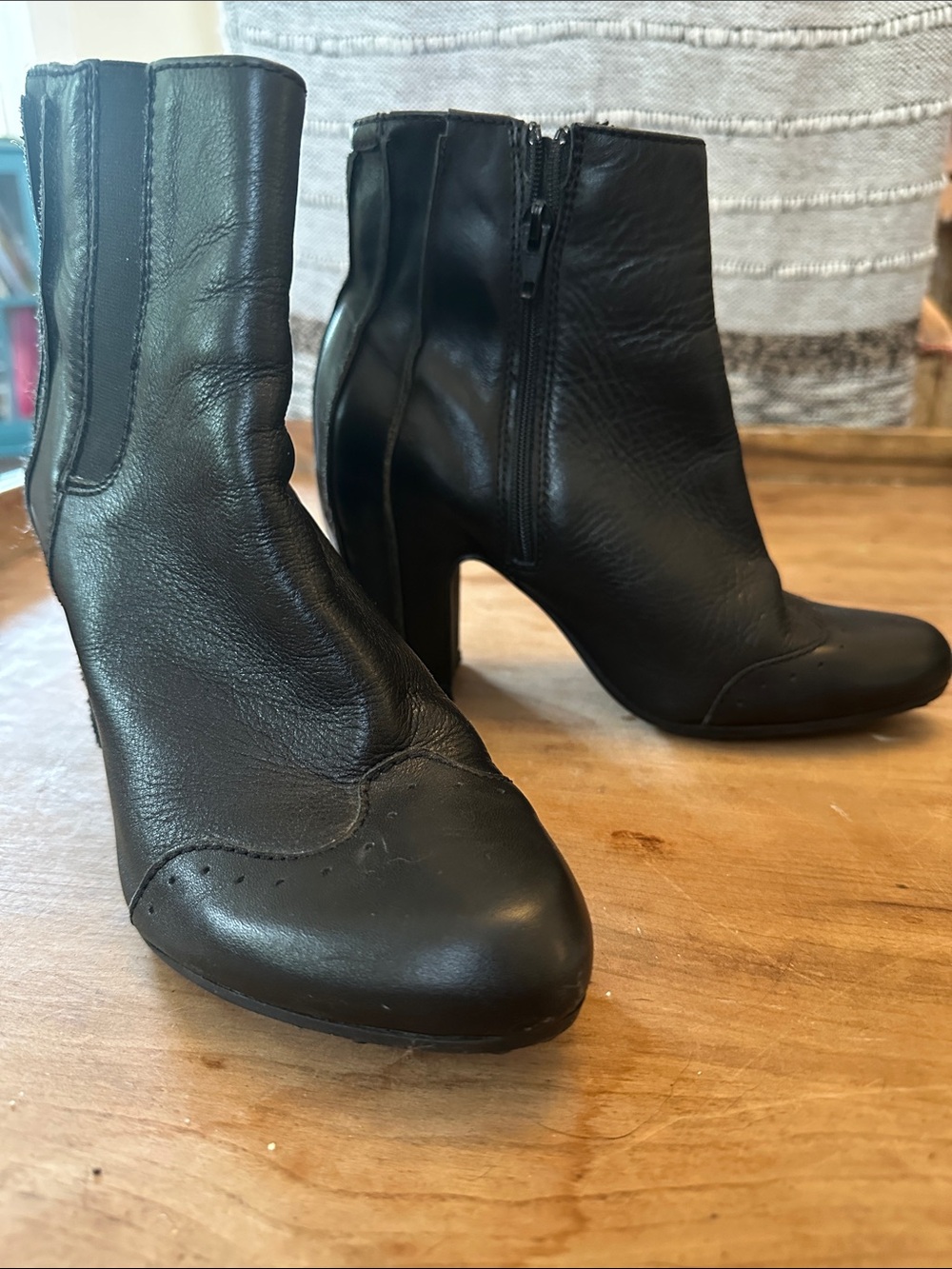 Fly London Black Leather Ankle Booties with Side Zipper